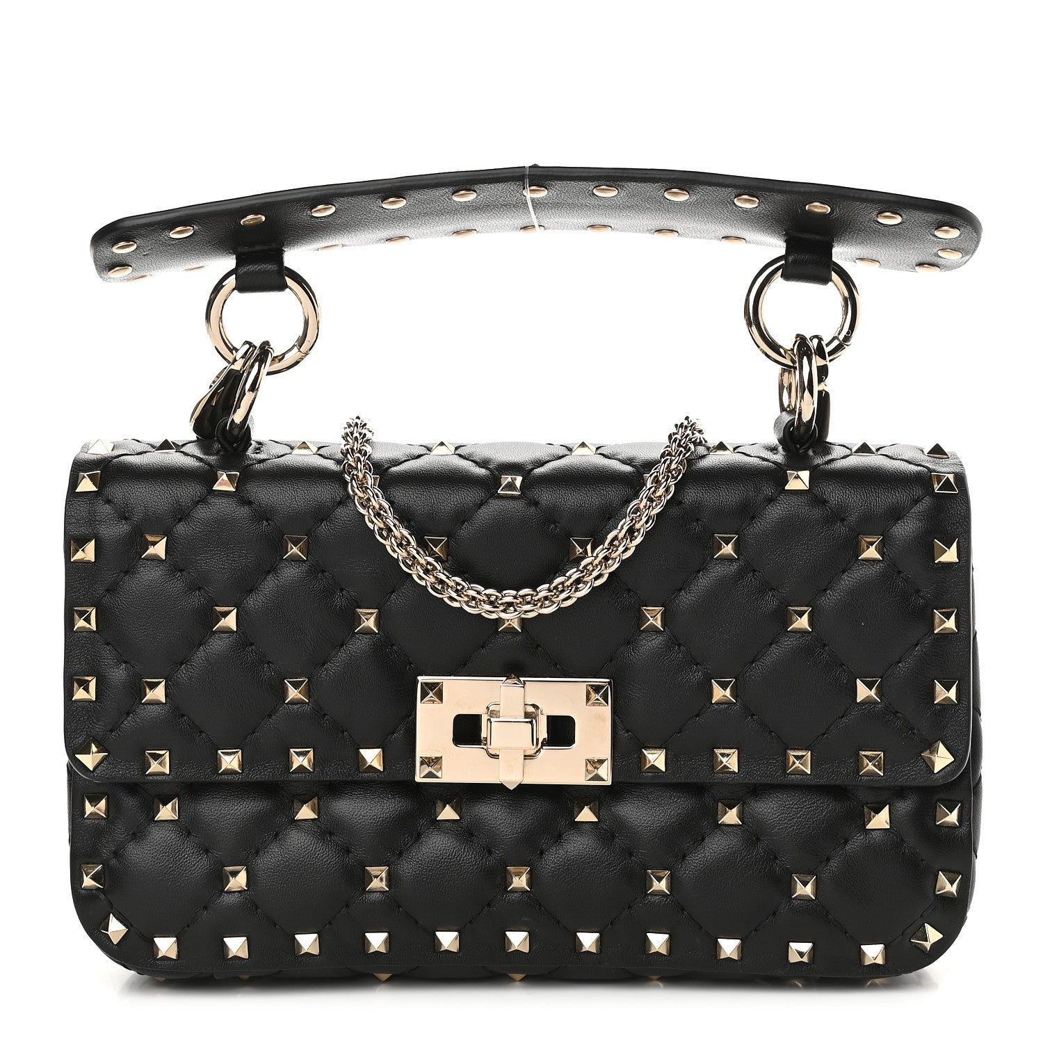 Valentino Garavani Lambskin Small Rockstud Spike Shoulder Bag Black 1 of 9
