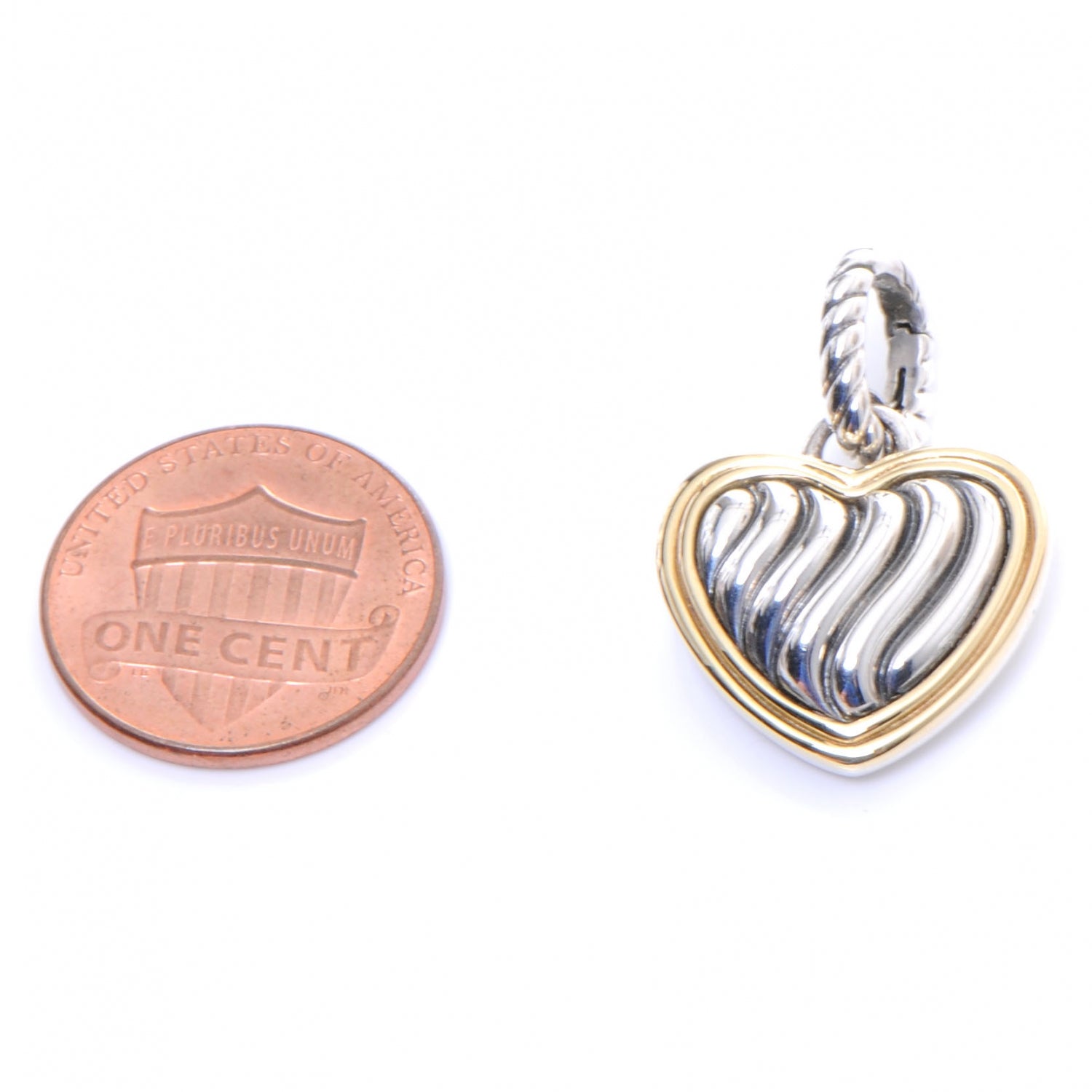 David Yurman Sterling Silver 18k Gold Heart Pendant 2 of 5