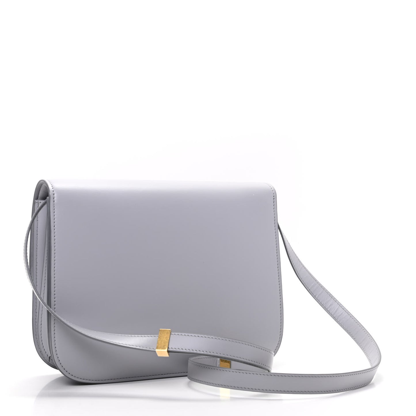 Box Calfskin Medium Classic Box Flap Bag Light Grey