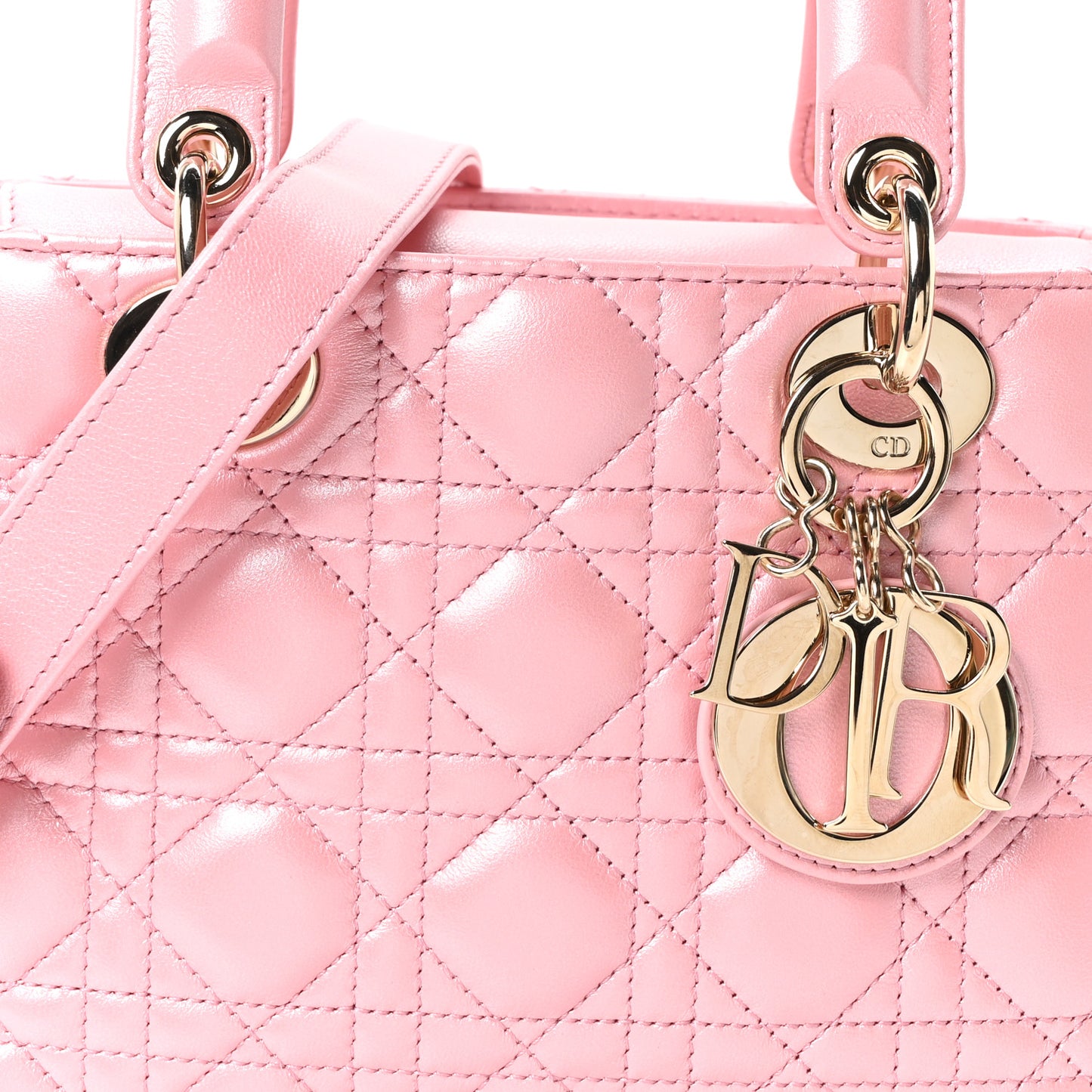 Metallic Lambskin Cannage Small Lady Dior Melacoton