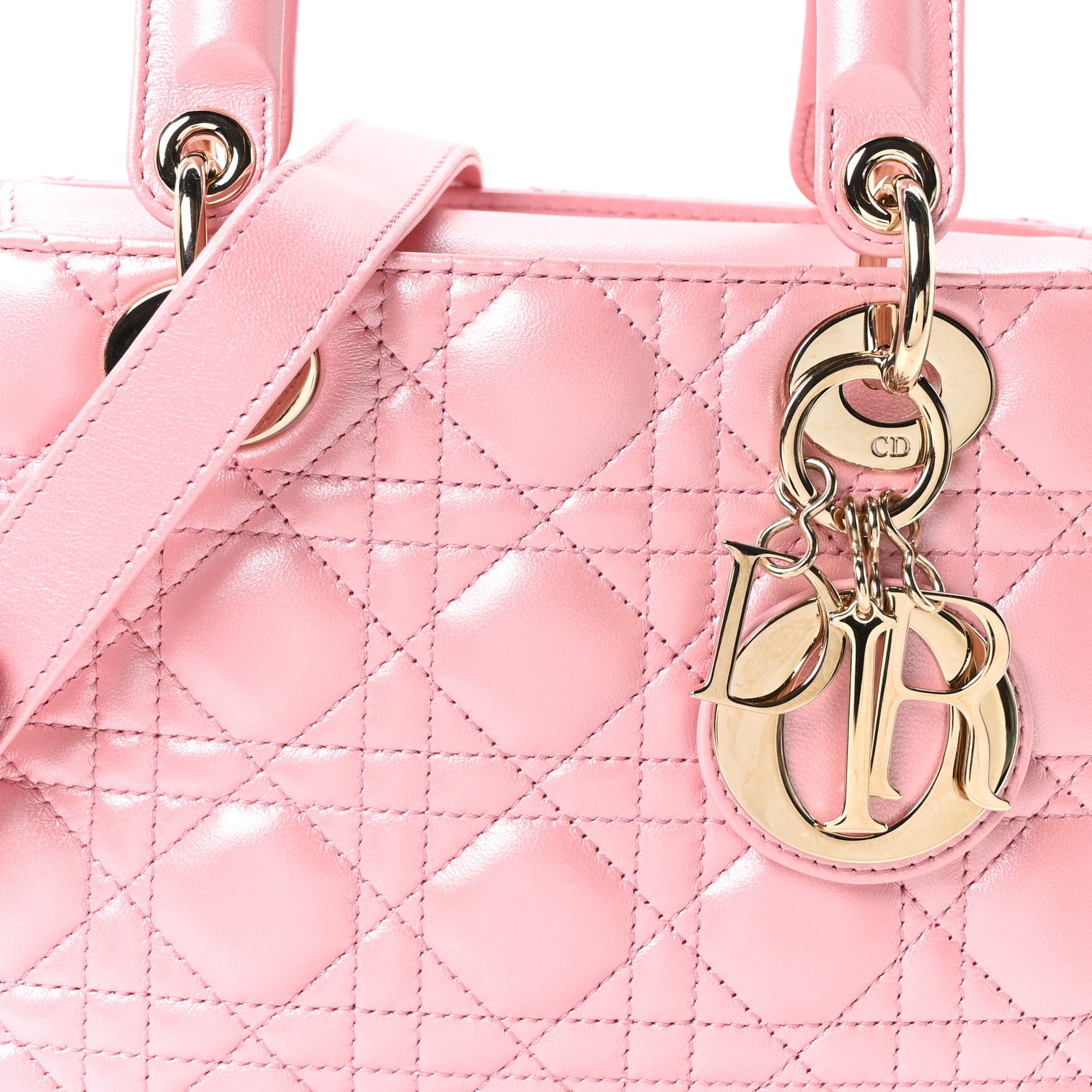 Christian Dior Metallic Lambskin Cannage Small Lady Dior Melacoton 8 of 10