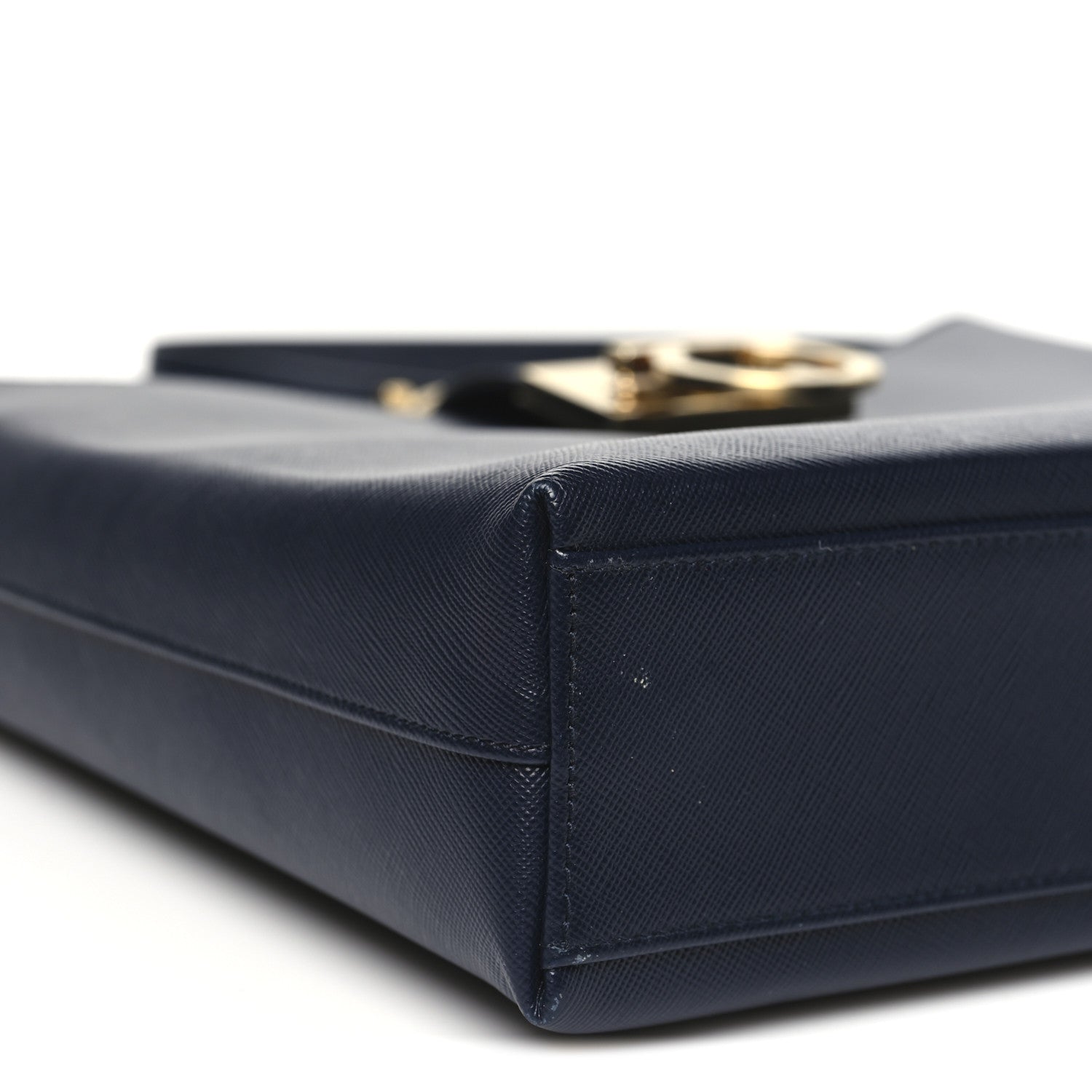 Salvatore Ferragamo Hammered Calfskin Trifolio Shoulder Bag Navy 8 of 9