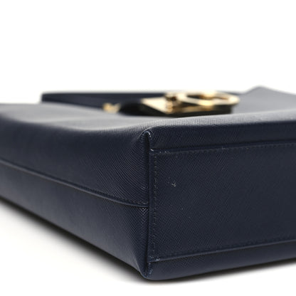 Salvatore Ferragamo Hammered Calfskin Trifolio Shoulder Bag Navy 8 of 9
