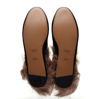 Gucci Velvet Fur Womens Princetown Slippers 35.5 Black 8 of 10