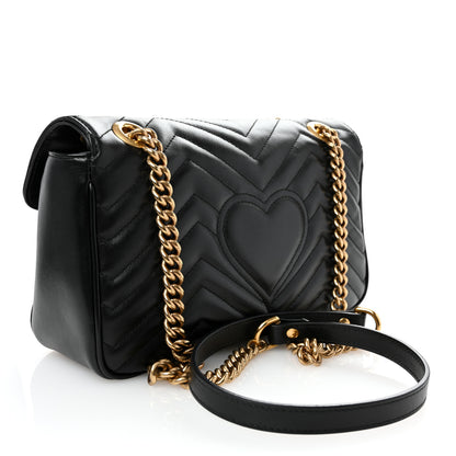 Gucci Calfskin Matelasse Small GG Marmont Shoulder Bag Black 3 of 10