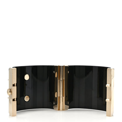 Chanel Resin Crystal CC Cuff Black Gold 4 of 6