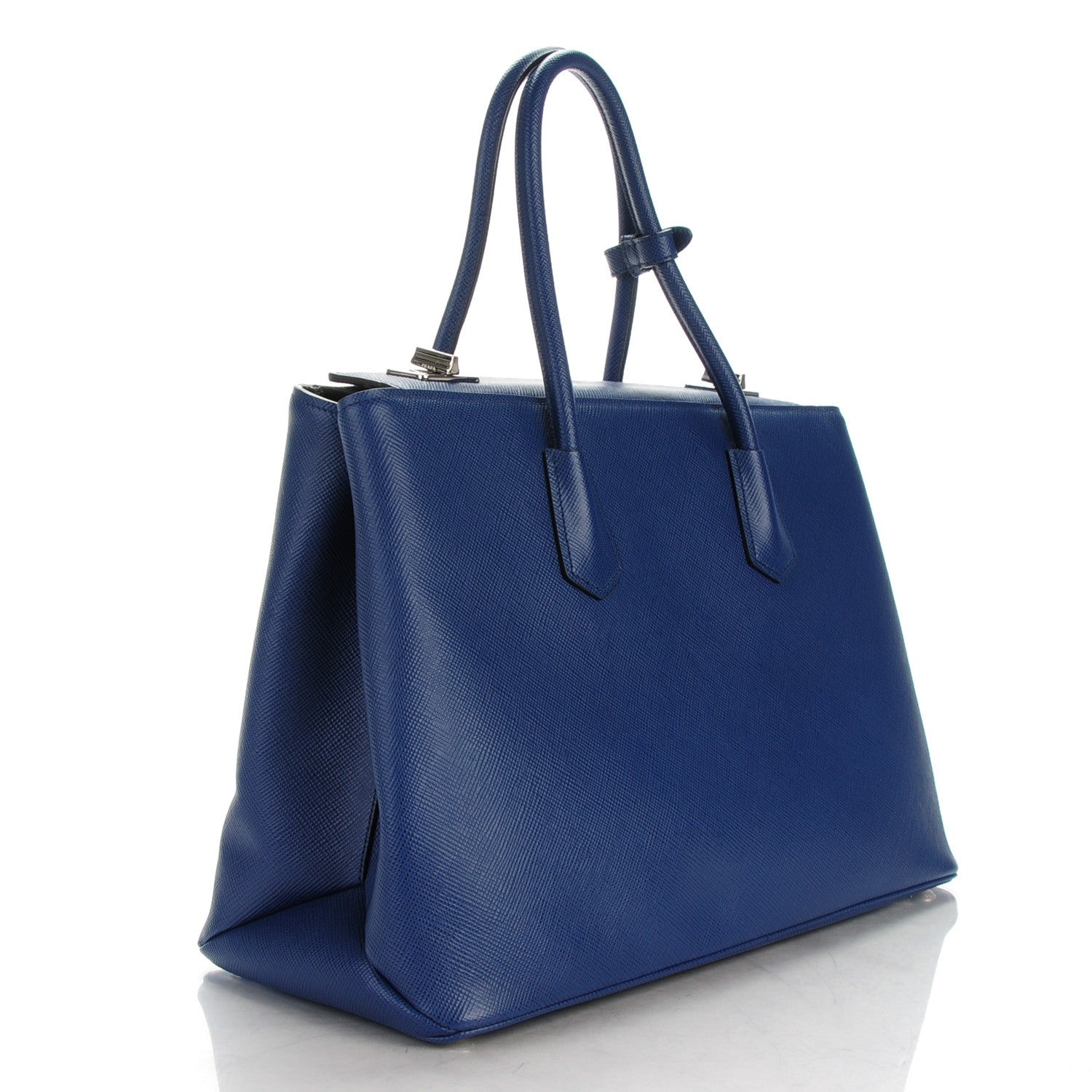 Prada Saffiano Cuir Twin Tote Bleuette 3 of 8