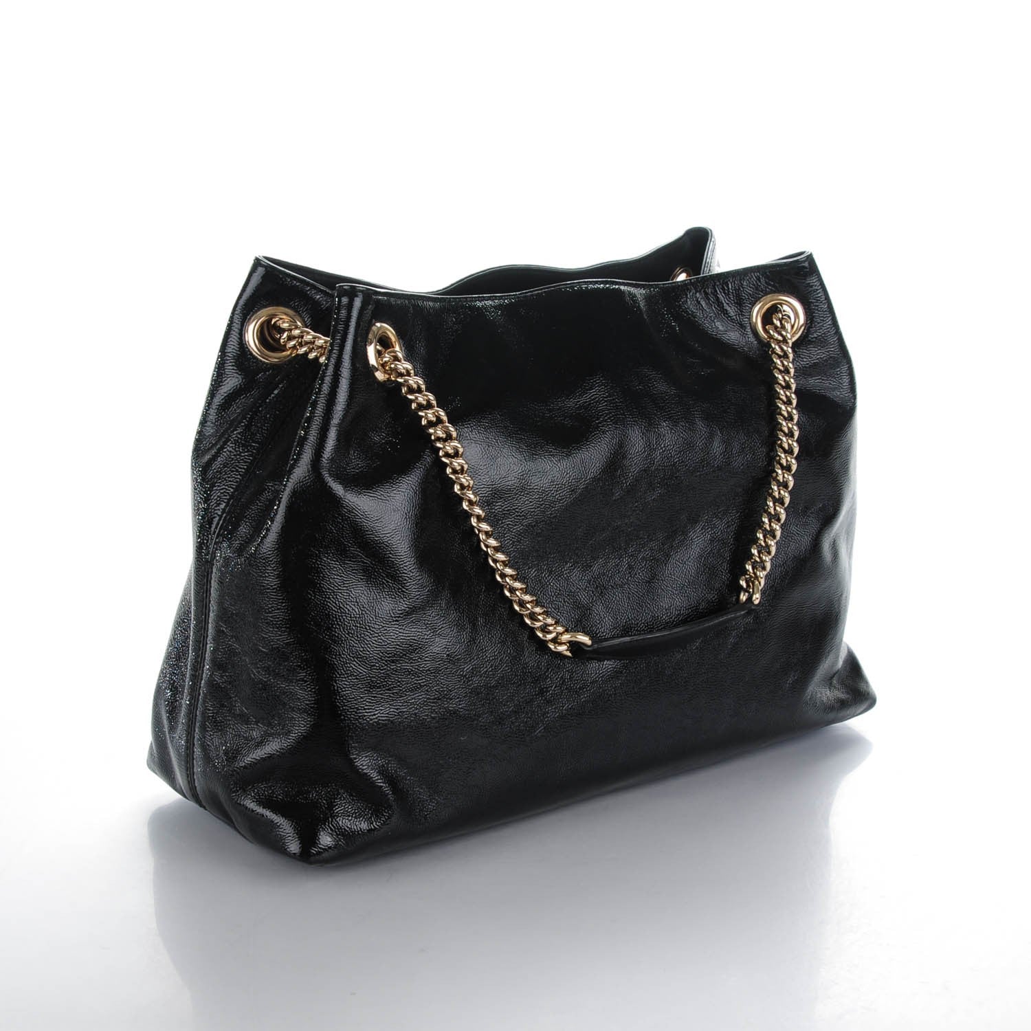Gucci Patent Medium Soho Chain Shoulder Bag Black 3 of 7