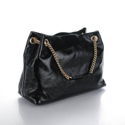 Gucci Patent Medium Soho Chain Shoulder Bag Black 3 of 7