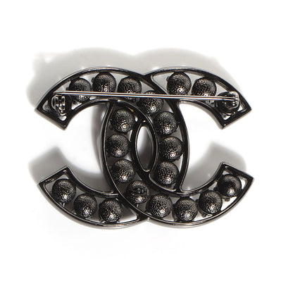 Chanel Crystal CC Brooch Black 3 of 6