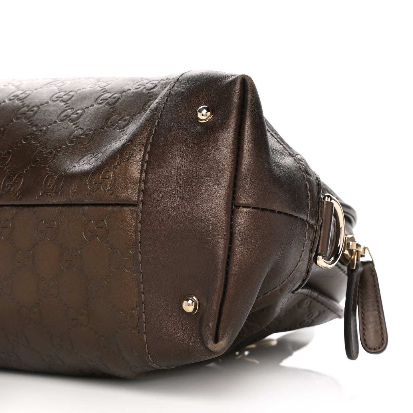Metallic Guccissima Heart Bit Charm Dome Satchel Bronze