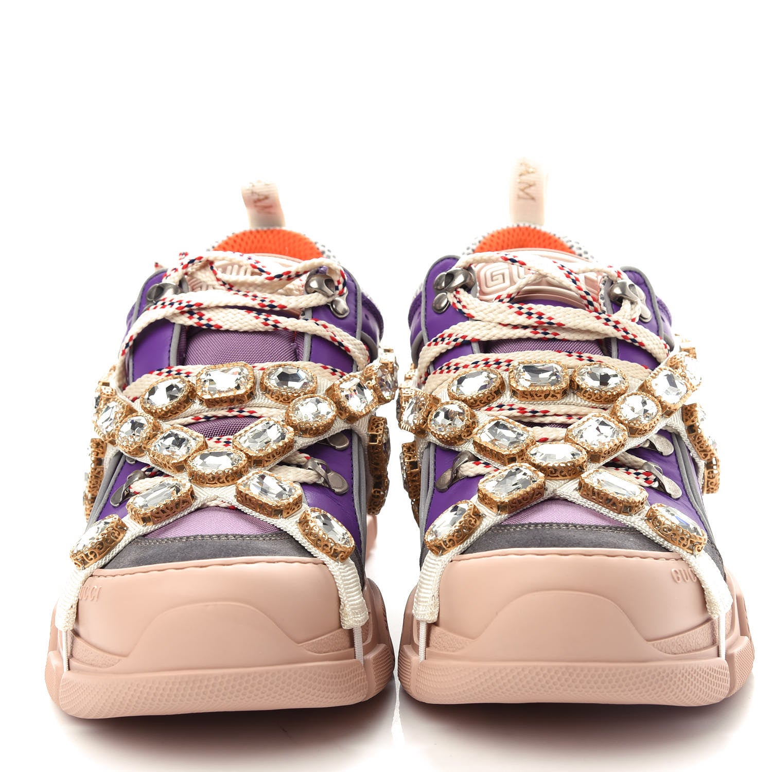 Gucci X SEGA Nylon Calfskin Suede Removable Crystals Womens Flashtrek Sneakers 40 New Lavender Loess Shine Purple 5 of 11