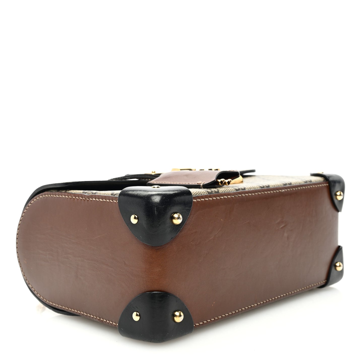 GG Supreme Monogram Small Padlock Bamboo Shoulder Bag Beige Black Cuir