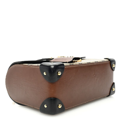 Gucci GG Supreme Monogram Small Padlock Bamboo Shoulder Bag Beige Black Cuir 4 of 11