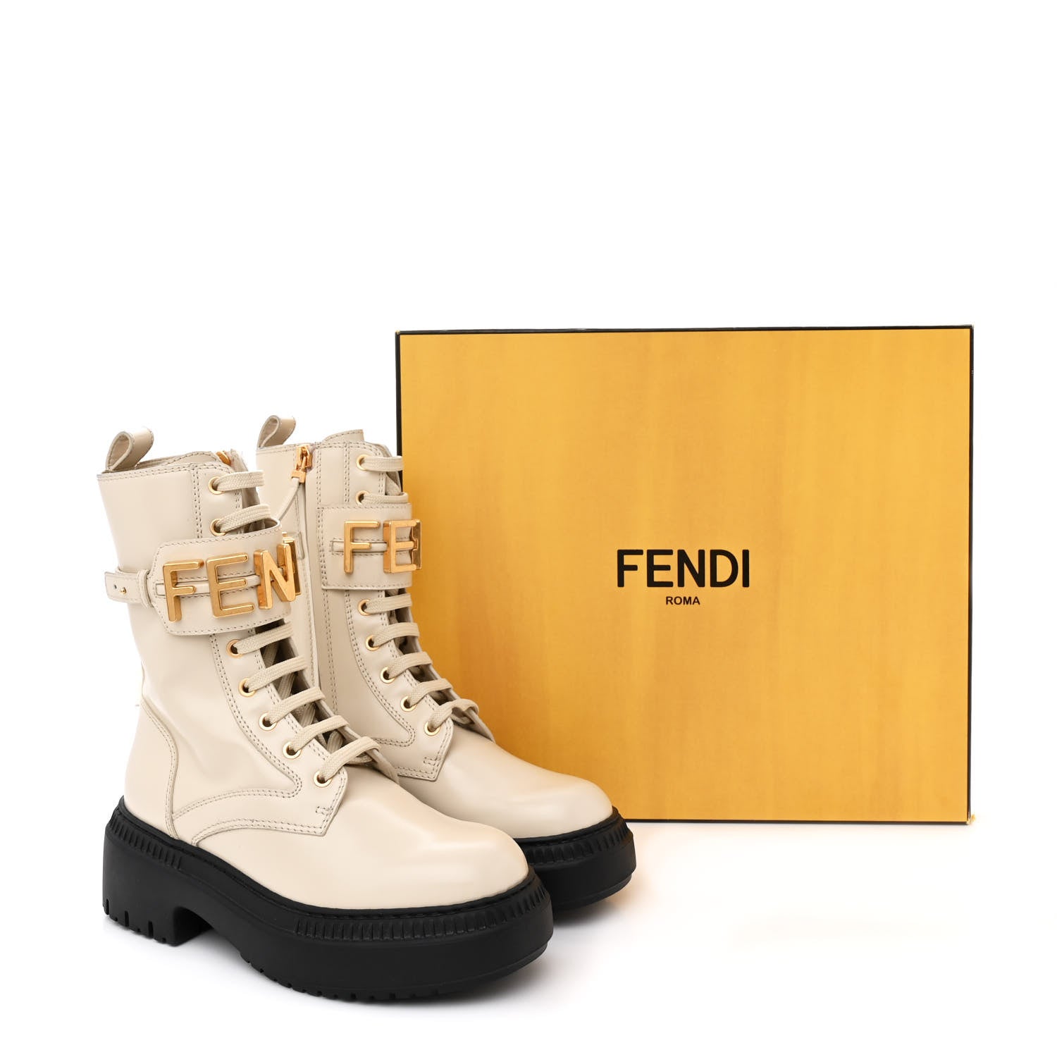 Fendi Vitello Abrasivato Fendigraphy 50mm Biker Boots 36 White 10 of 10