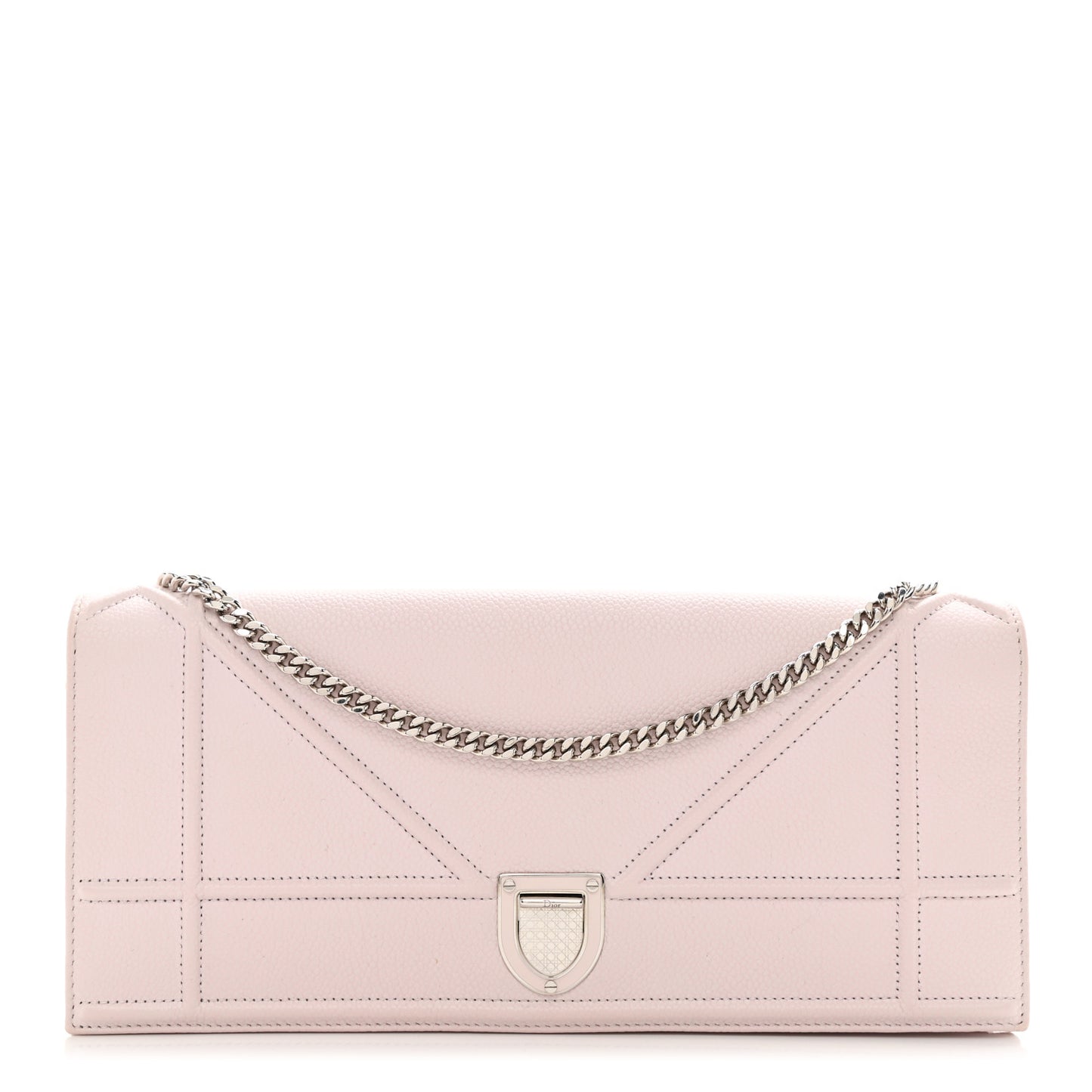 Grained Calfskin Large Diorama Croisiere Chain Wallet Light Pink
