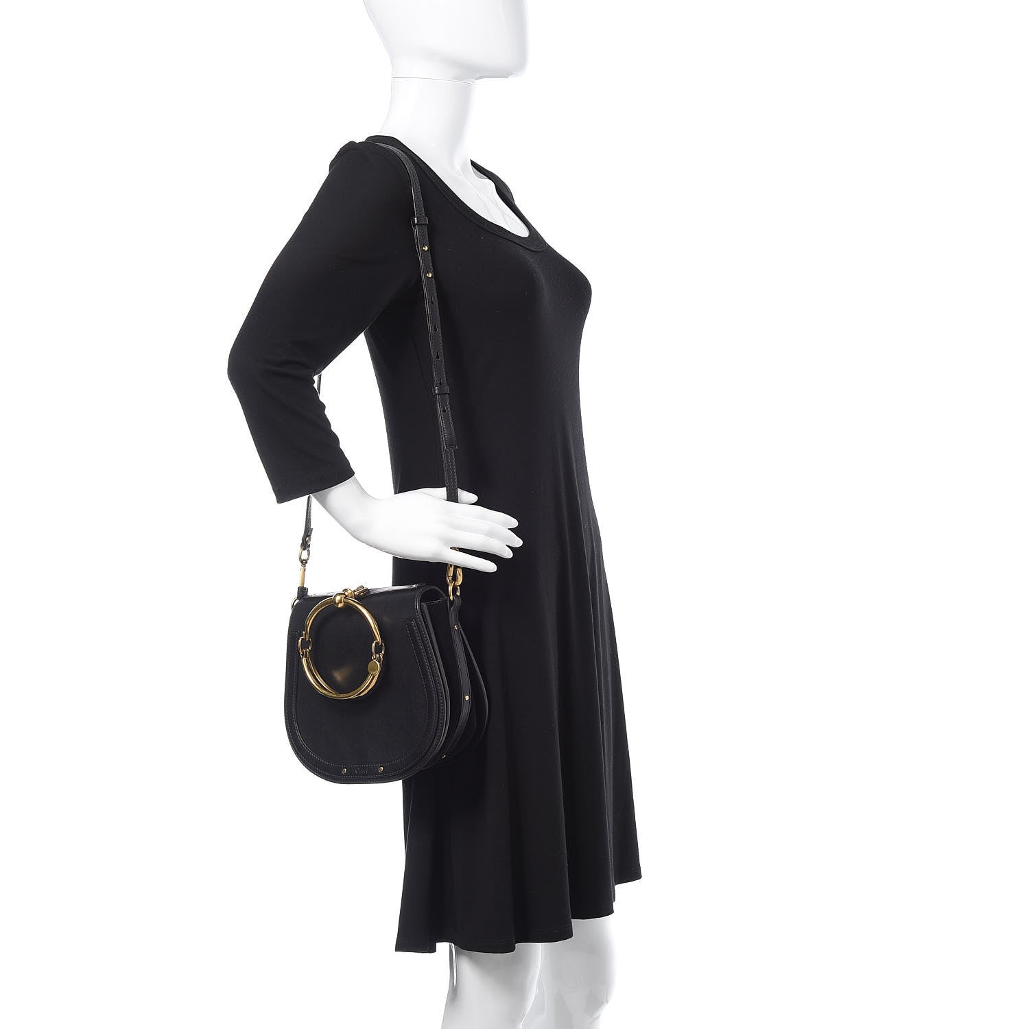 Chloe Calfskin Suede Medium Nile Bracelet Bag Black 2 of 16