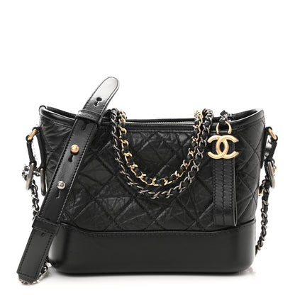 Chanel Aged Calfskin Quilted Small Gabrielle Hobo Black 1 of 11
