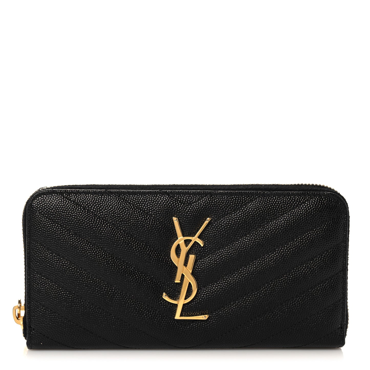 Grain De Poudre Matelasse Chevron Monogram Zip Around Wallet Black