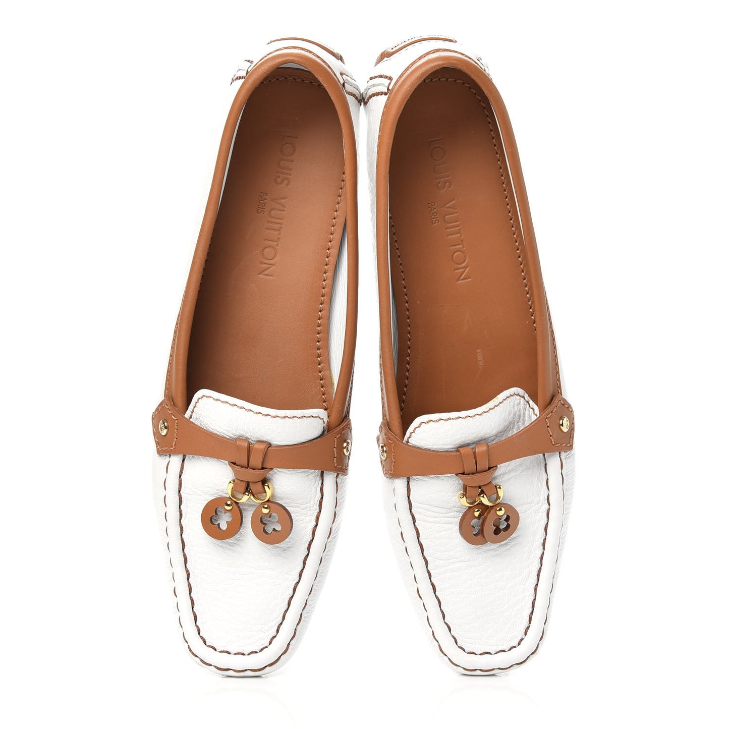 Calfskin Charm Moccasin Loafers 40 White