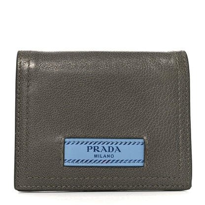 Prada Glace Calfskin City Calfskin Etiquette Compact Wallet Marine Astrale 1 of 7