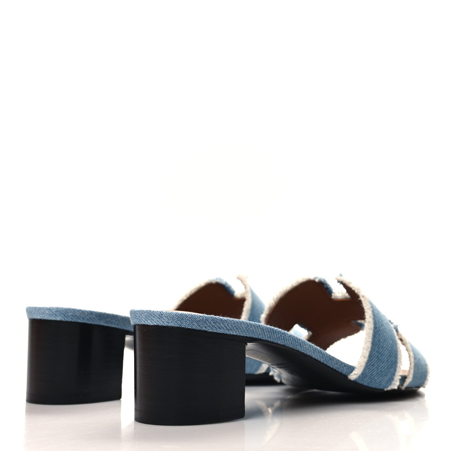 Hermes Denim Fringe Oasis Sandals 37 Bleu Clair 4 of 8