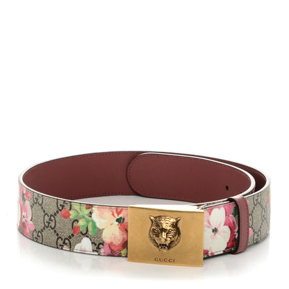 Gucci GG Plus Monogram Blooms Plaque Belt 80 32 Beige Multicolor Dry Rose 1 of 6