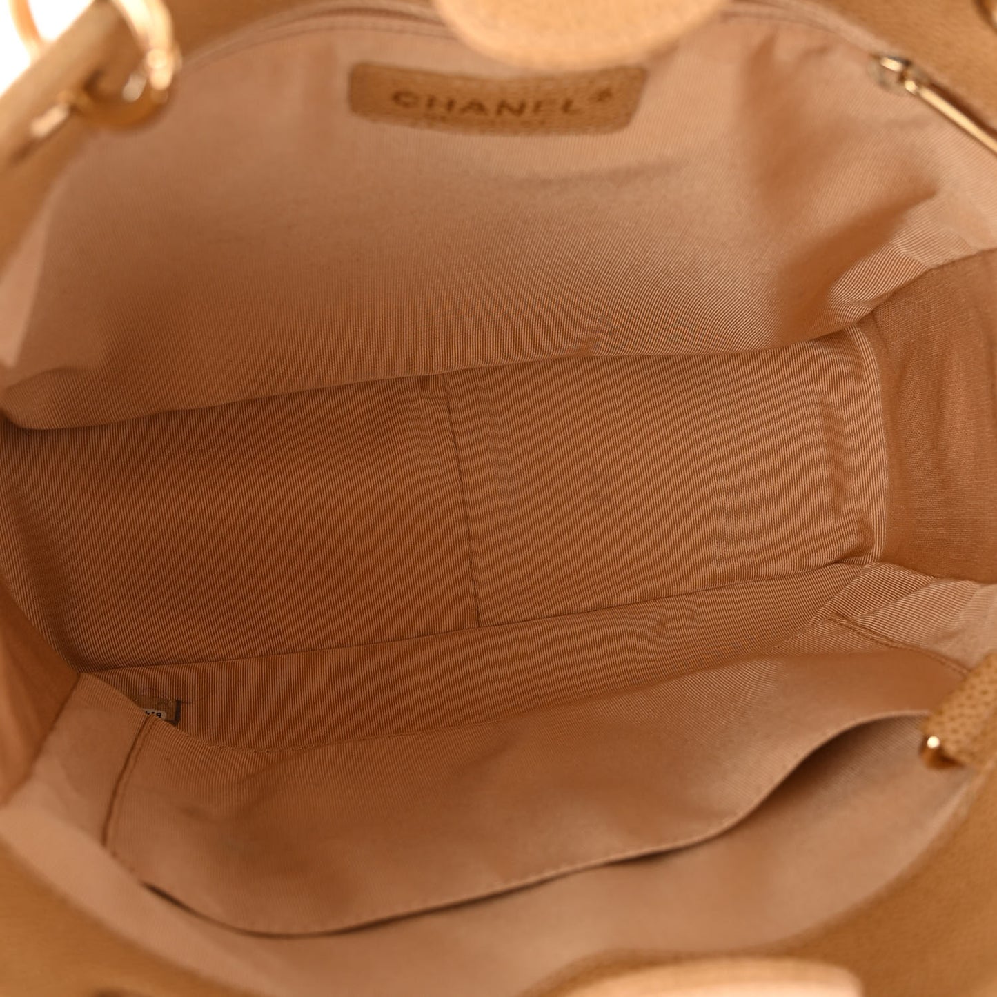 Caviar Quilted Petit Shopping Tote PST Dark Beige