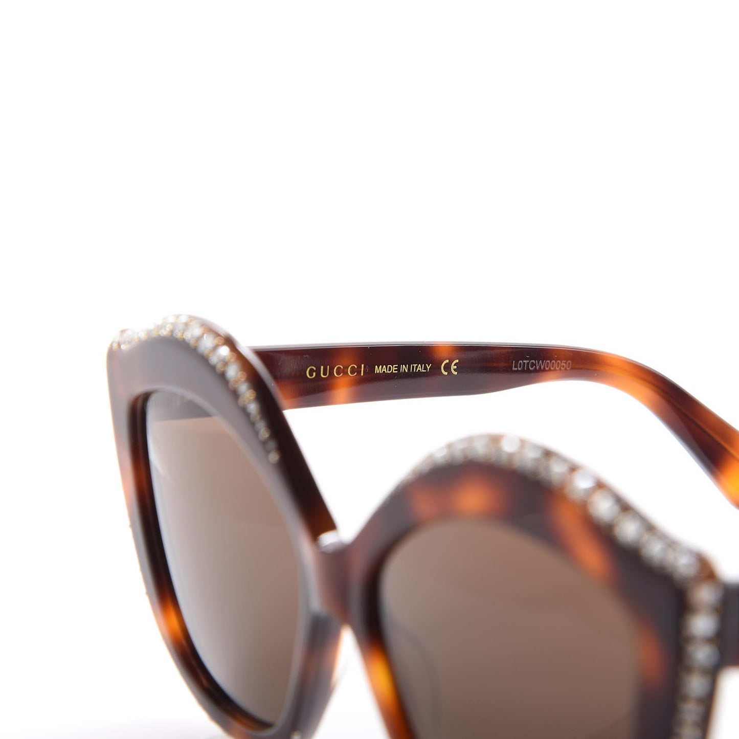 Crystal Cat Eye GG0118S Sunglasses Havana Brown