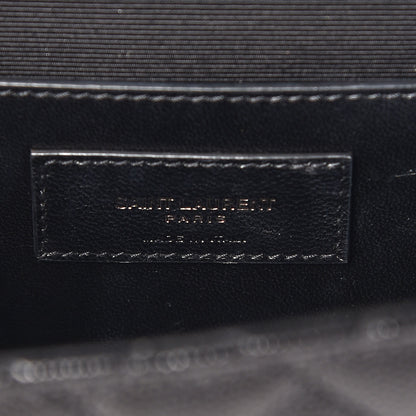 Saint Laurent Grain De Poudre Textured Mixed Matelasse Triquilt Medium Monogram Satchel Black 8 of 10