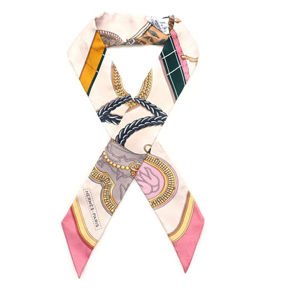 Hermes Silk Grand Apparat Twilly Rose Nacre Gold Anthracite 1 of 4