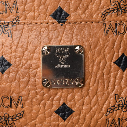 MCM Visetos Large Traveler Weekender Bag Cognac Neon Orange 6 of 20