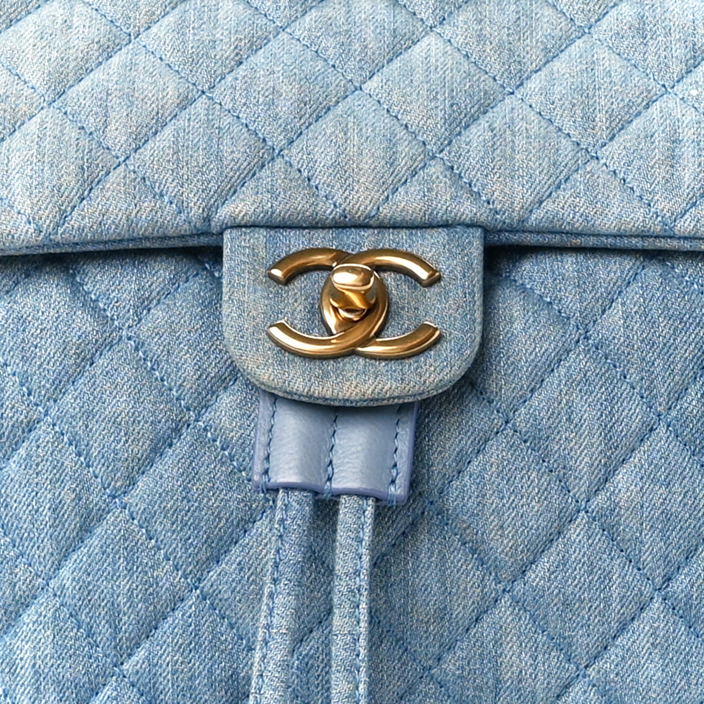 Washed Denim Quilted Small Urban Spirit Backpack Light Blue