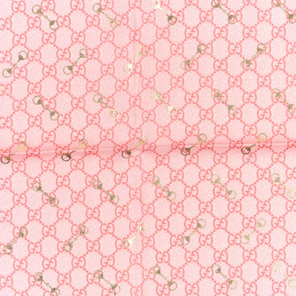 Gucci Silk Twill GG Monogram GG Gold Horsebit Square Scarf Pink Sky Blue 2 of 3