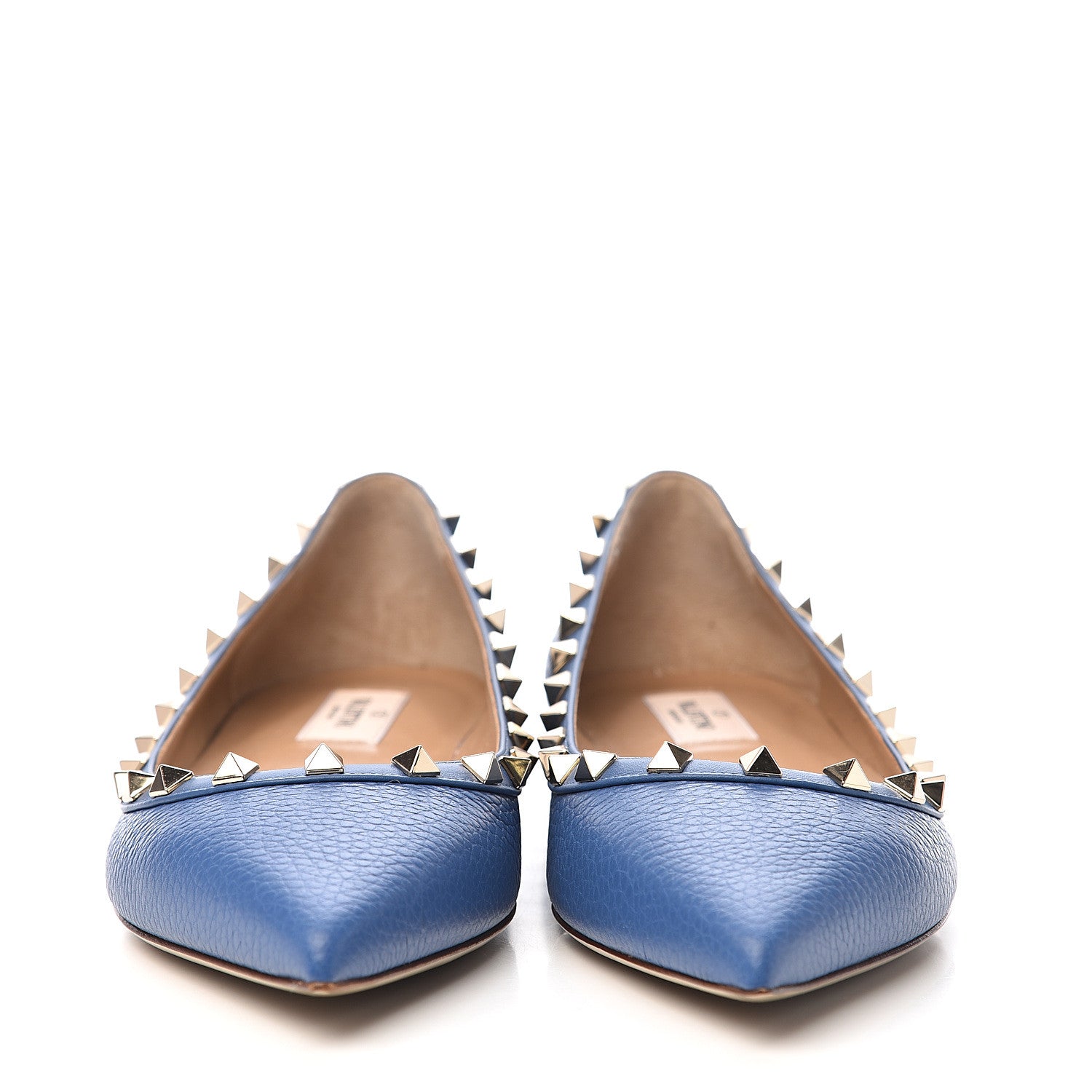 Valentino Garavani Pebbled Calfskin Rockstud Ballerina Flats 40 Baltique 2 of 13