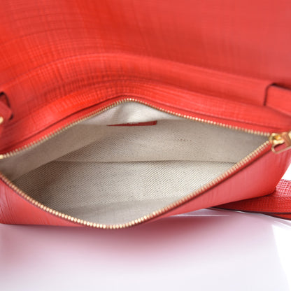 Loewe Calfskin Linen Embossed Small Messenger Bag Primary Red 5 of 10