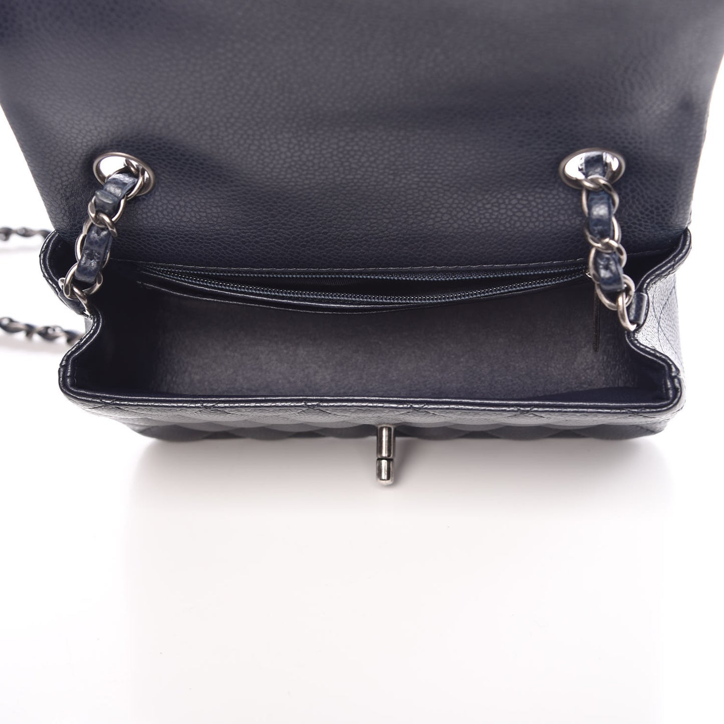 Caviar Quilted Mini Rectangular Flap Navy
