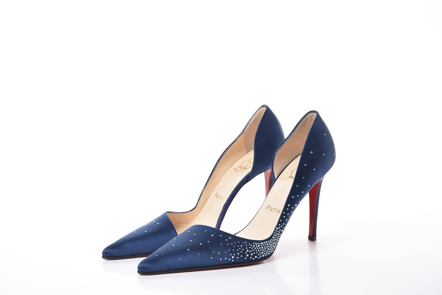 Christian Louboutin Satin New Helmut 100 Pumps 39.5 Navy 3 of 7