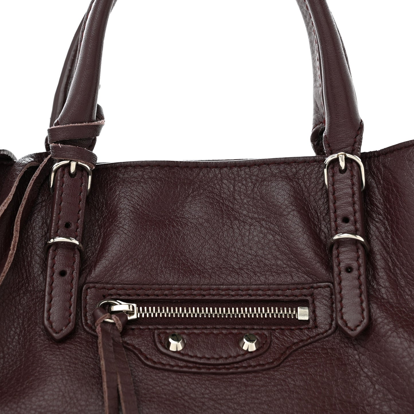Calfskin Papier Mini A4 Zip Around Tote Rouge Aubergine