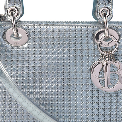 Christian Dior Metallic Patent Micro-Cannage Medium Lady Dior Light Blue 8 of 10