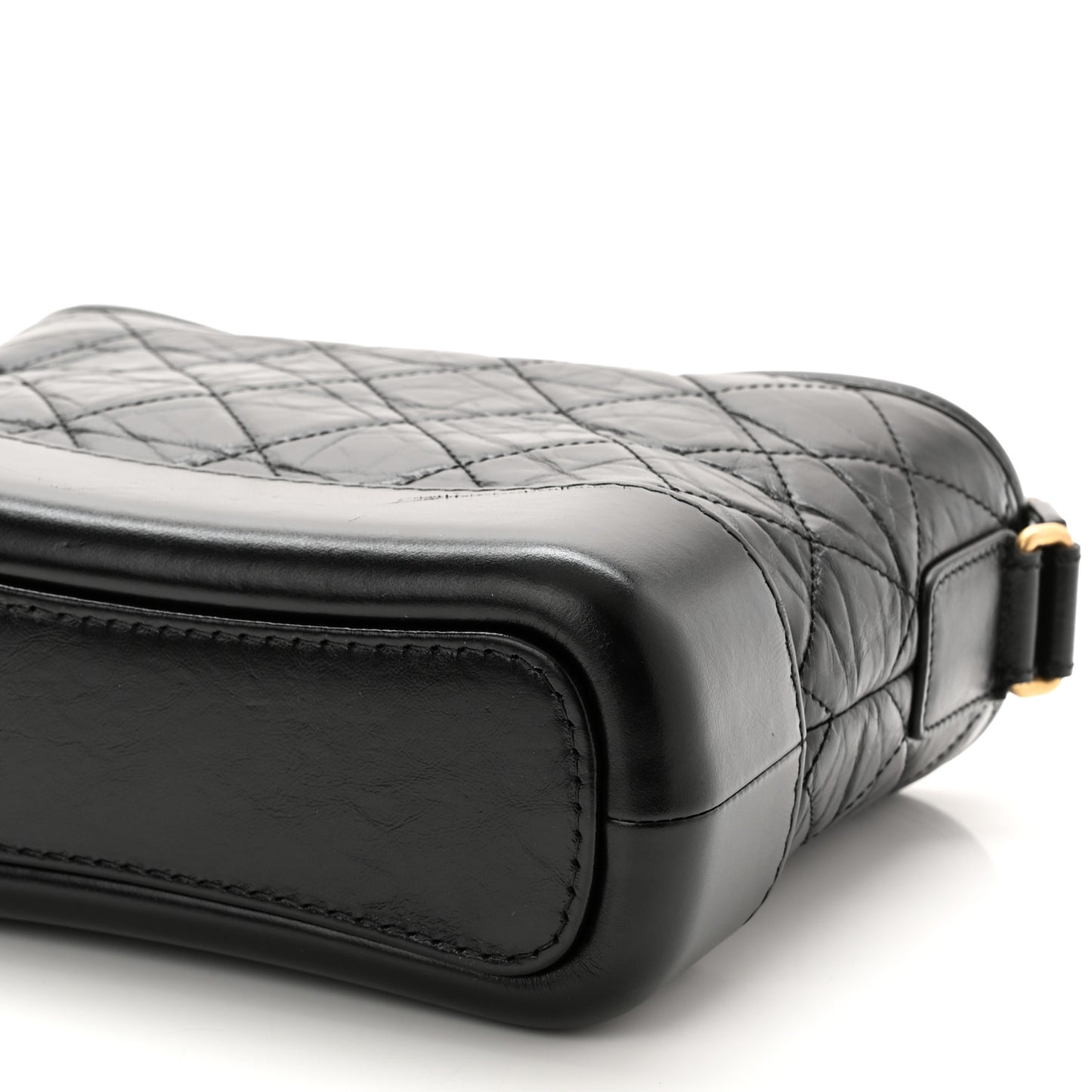 Aged Calfskin Quilted Small Gabrielle Hobo Black