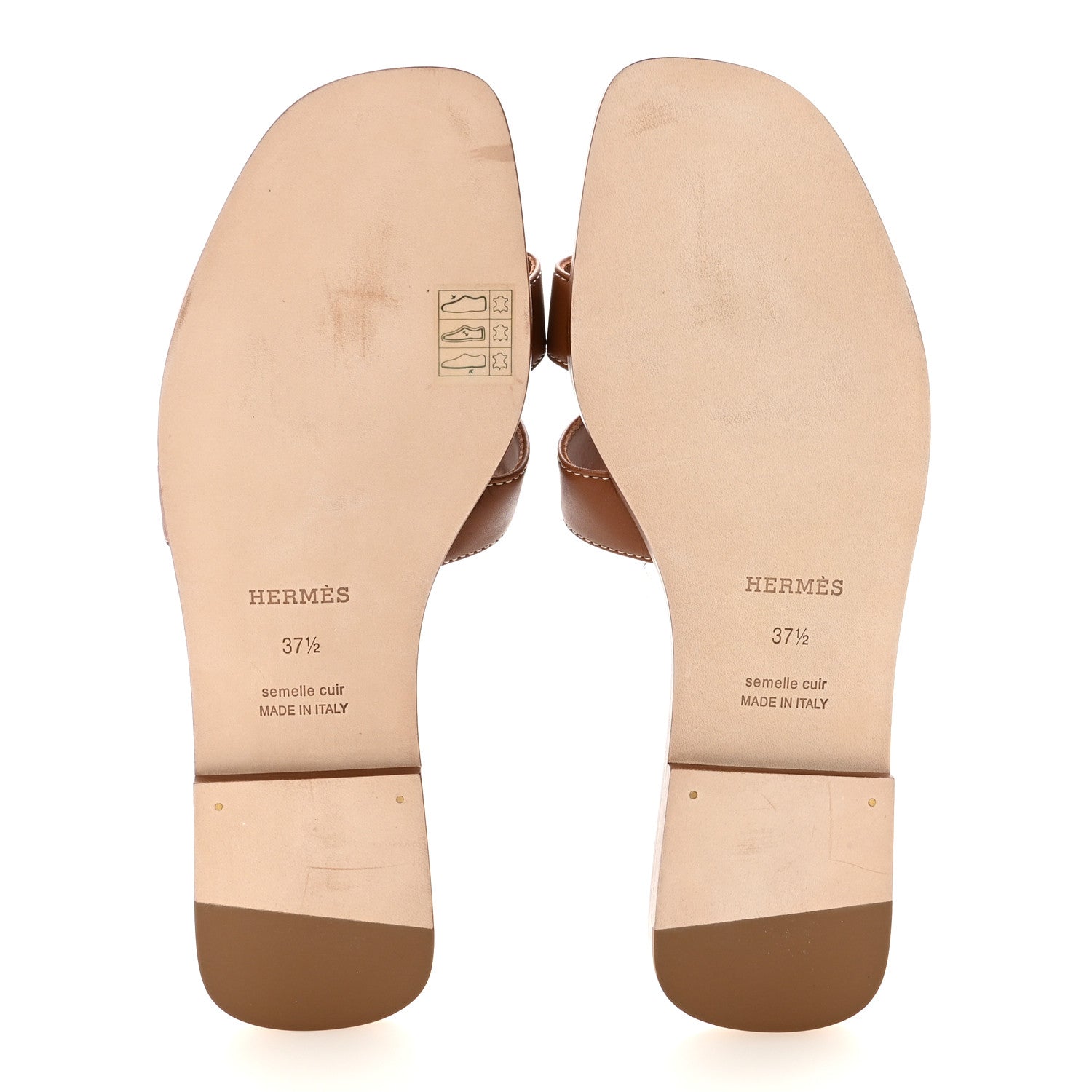 Hermes Box Calfskin Oran Sandals 37.5 Gold 6 of 9