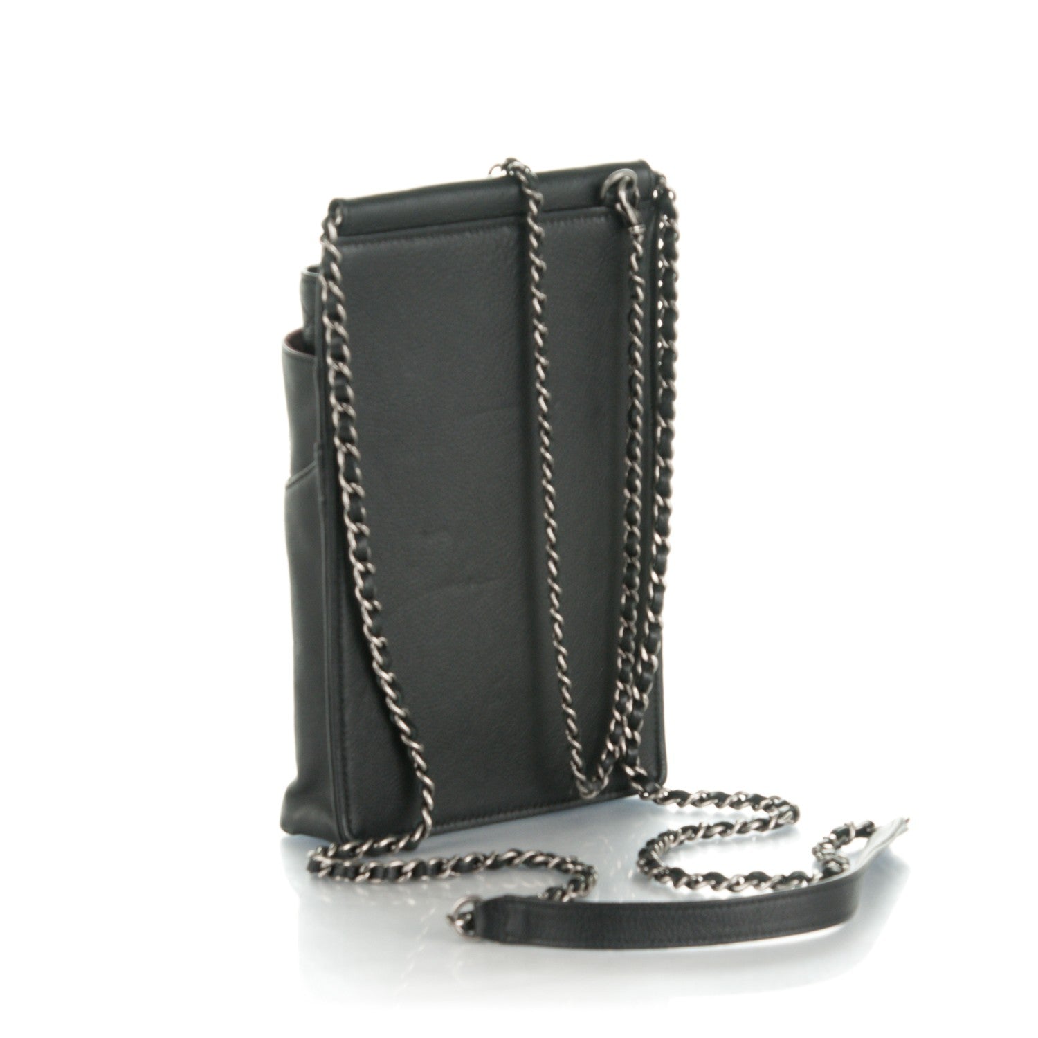 Chanel Calfskin Quilted CC Waiter Clutch Clutch With Chain Black 3 of 14