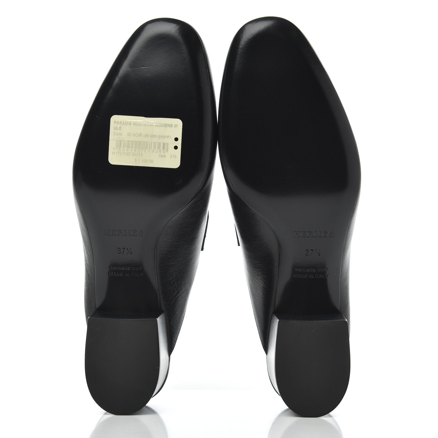 Hermes Goatskin Paradis Mules 37.5 Black 5 of 13