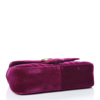 Gucci Velvet Matelasse Mini GG Marmont Shoulder Bag Fuchsia Violet Cyclamen 4 of 9