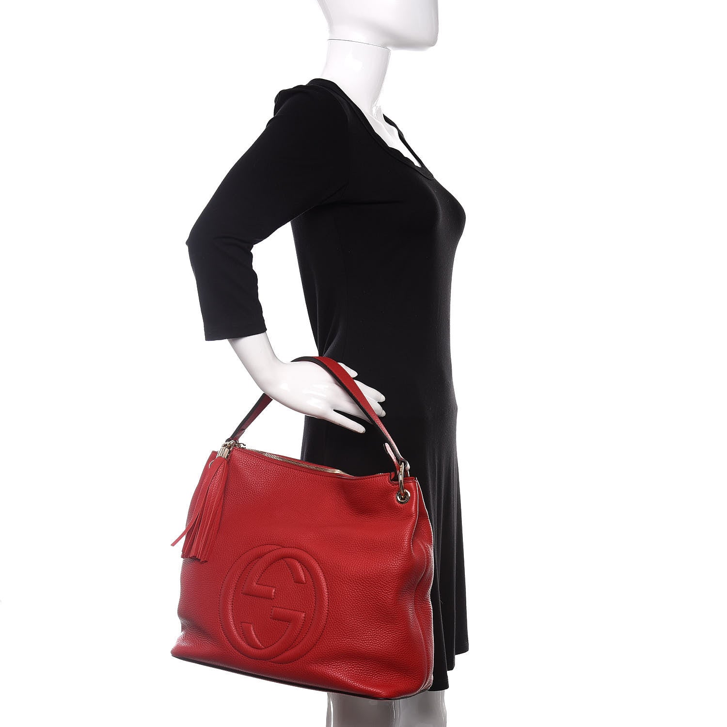 Gucci Pebbled Calfskin Large Soho Hobo Tabasco Red 2 of 11