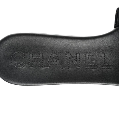 Chanel Mesh Patent Calfskin CC Mules 38 Black 7 of 10