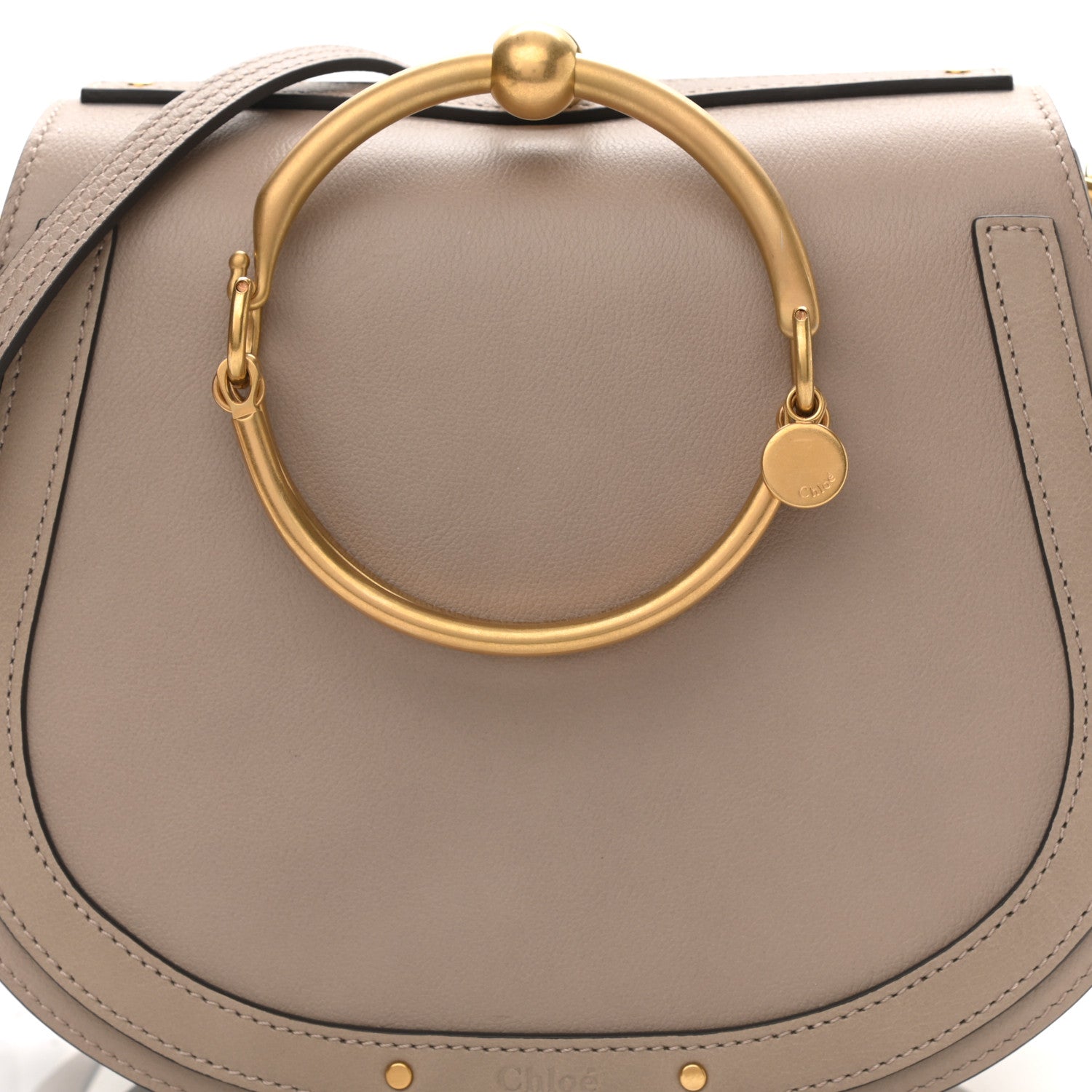 Chloe Calfskin Suede Medium Nile Bracelet Bag Motty Grey 7 of 9