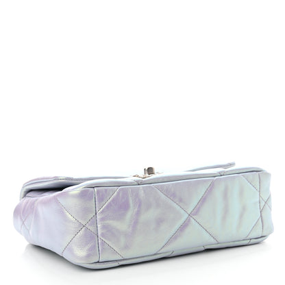 Chanel Iridescent Calfskin Quilted Medium Chanel 19 Flap Light Purple Blue 4 of 12