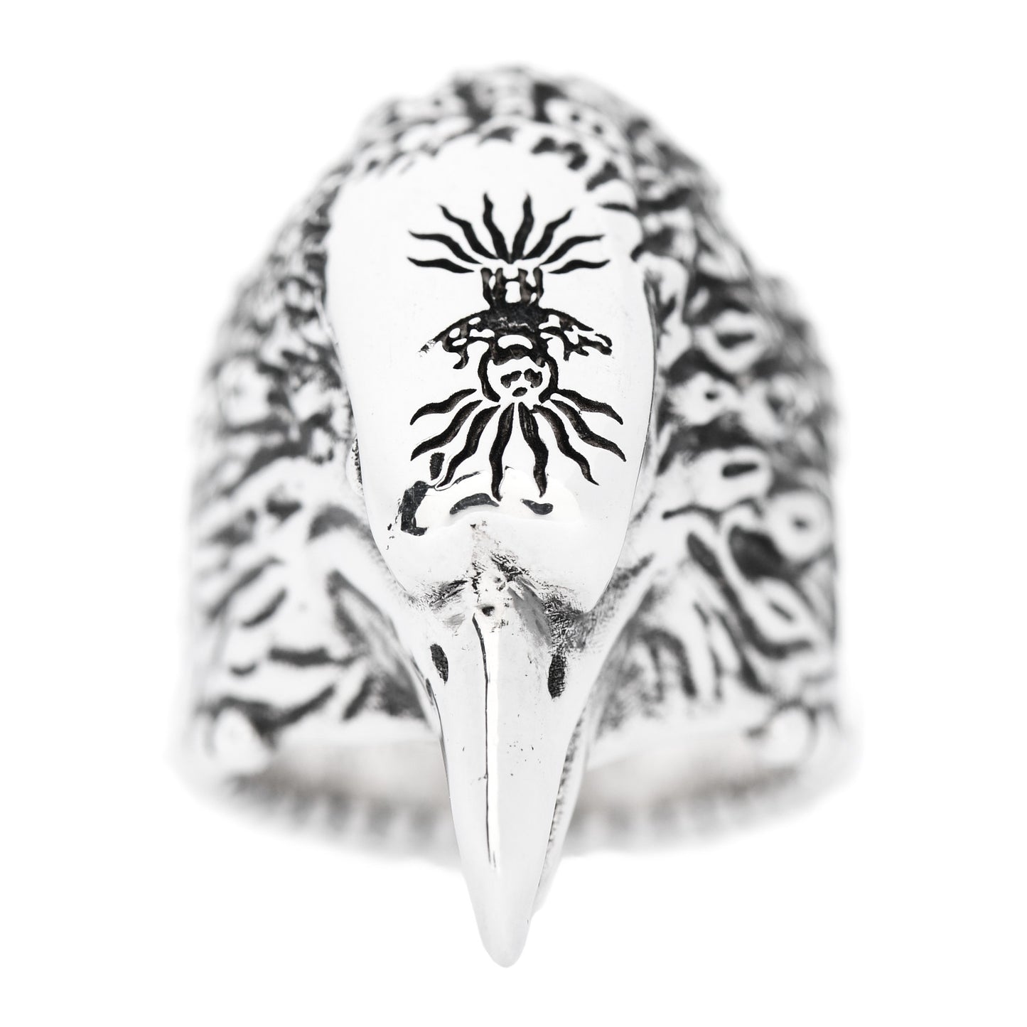 Sterling Silver Large Anger Forest Eagle Head Ring 50 5.5